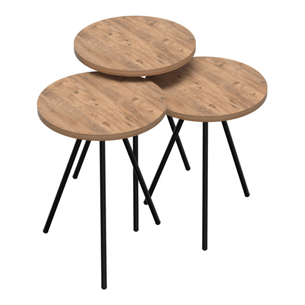 Set de 3 tables d'appoint Ølgod rondes gigognes [en.casa]