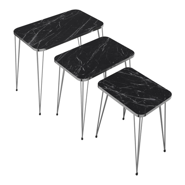 Set de 3 tables d'appoint Samsø rectangulaires gigognes [en.casa]