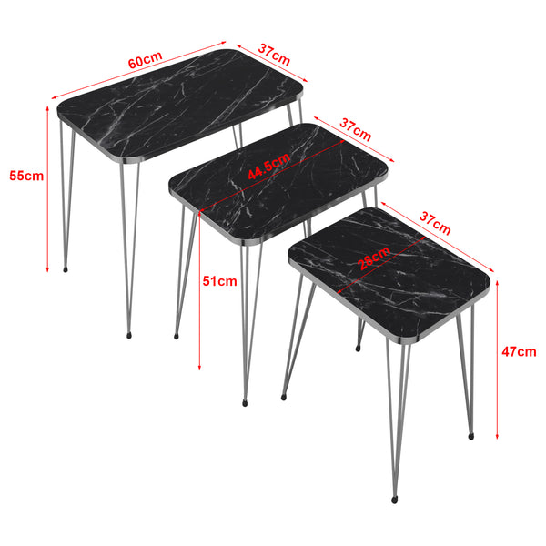 Set de 3 tables d'appoint Samsø rectangulaires gigognes [en.casa]