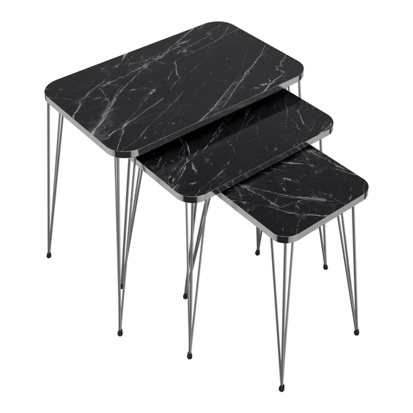 Set de 3 tables d'appoint Samsø rectangulaires gigognes [en.casa]