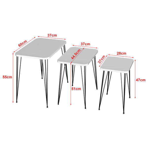Set de 3 tables d'appoint Rudkøbing rectangulaires gigognes [en.casa]