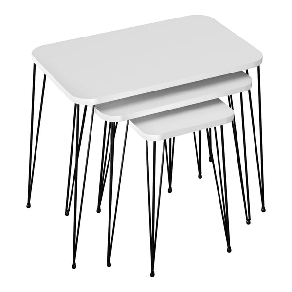 Set de 3 tables d'appoint Rudkøbing rectangulaires gigognes [en.casa]