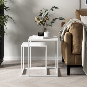Set de 2 tables gigognes Vejen pour salon acier [en.casa]