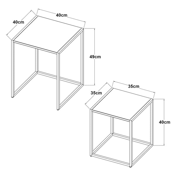 Set de 2 tables gigognes Vejen pour salon acier [en.casa]