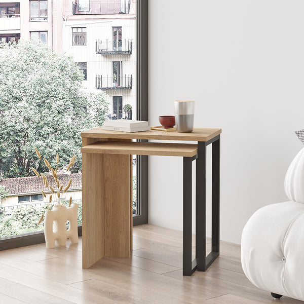 Lot de 2 tables basses gigognes Vesanto de tailles différentes [en.casa]