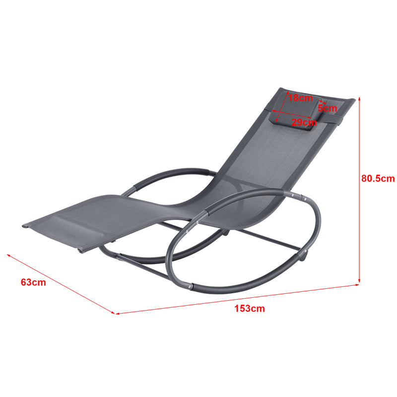 Croquis coté Fauteuil de Jardin Almaluez Amovible Acier Textile 153 x 63 x 81 cm [en.casa]