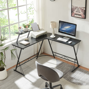 Bureau Yremso en L 122x122x98 cm Noir [en.casa] - premiumXL