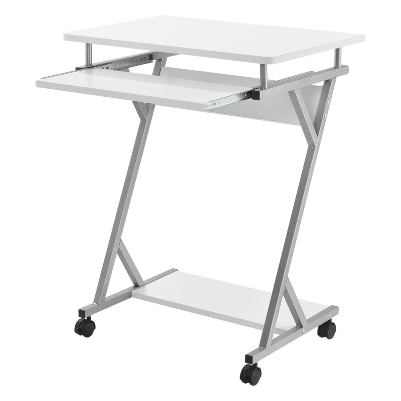 Croquis coté [en.casa]® Bureau D'ordinateur Roulant Table Informatique avec Support Clavier Coulissant avec 4 Roulettes MDF et Acier Revêtu par poudre 60 x 40 x 75 cm