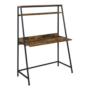 Bureau Alvdal 143x105x51cm avec 2 étagères Noir Ton de bois foncé [en.casa]