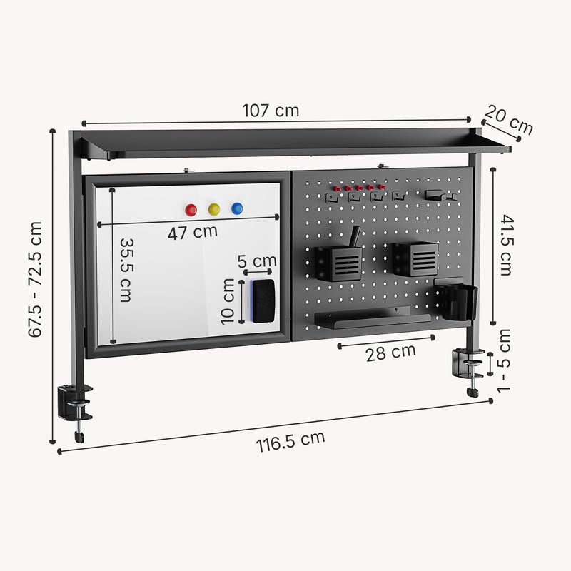 Croquis coté Organiseur de bureau Virvik 117 x 73 cm [en.casa]