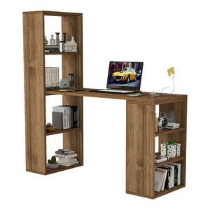 Bureau avec étagères Meråker panneau de particules 120 x 40 x 124 cm [en.casa]