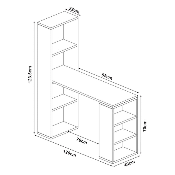 Bureau avec étagères Meråker panneau de particules 120 x 40 x 124 cm [en.casa]