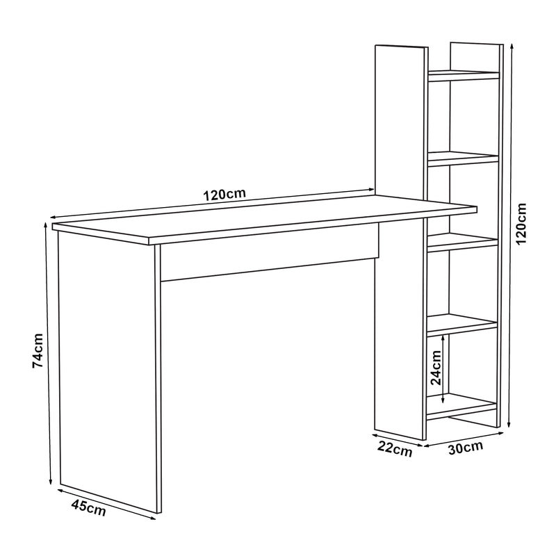Croquis coté Bureau Chagtuniejle avec étagère 150 x 45 x 120 cm [en.casa] 