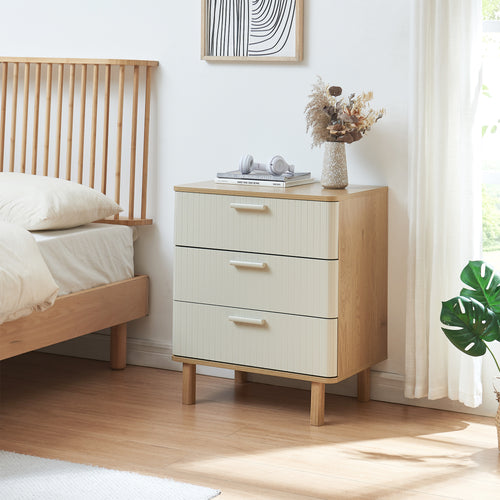 Commode Ferrersp 70 x 60 x 40 cm effet chêne / couleur sable [en.casa] 