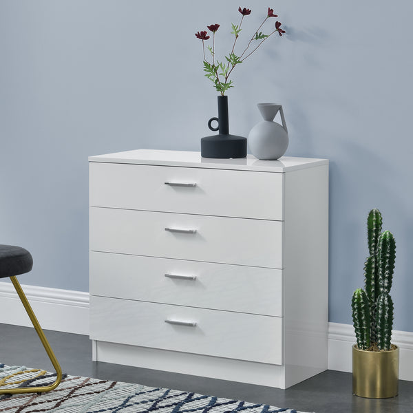 Commode à tiroirs Drammen 67x70x30 cm avec 4 tiroirs Noir/Blanc en.casa