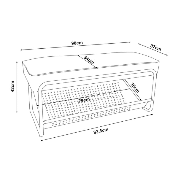 Banc à chaussures Lillehammer 90x37x42 cm [en.casa]