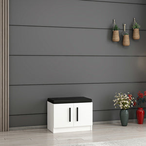 Banc à chaussures Fjends avec 2 portes à 3 niveaux 42 x 60 x 37 cm blanc / noir [en.casa]