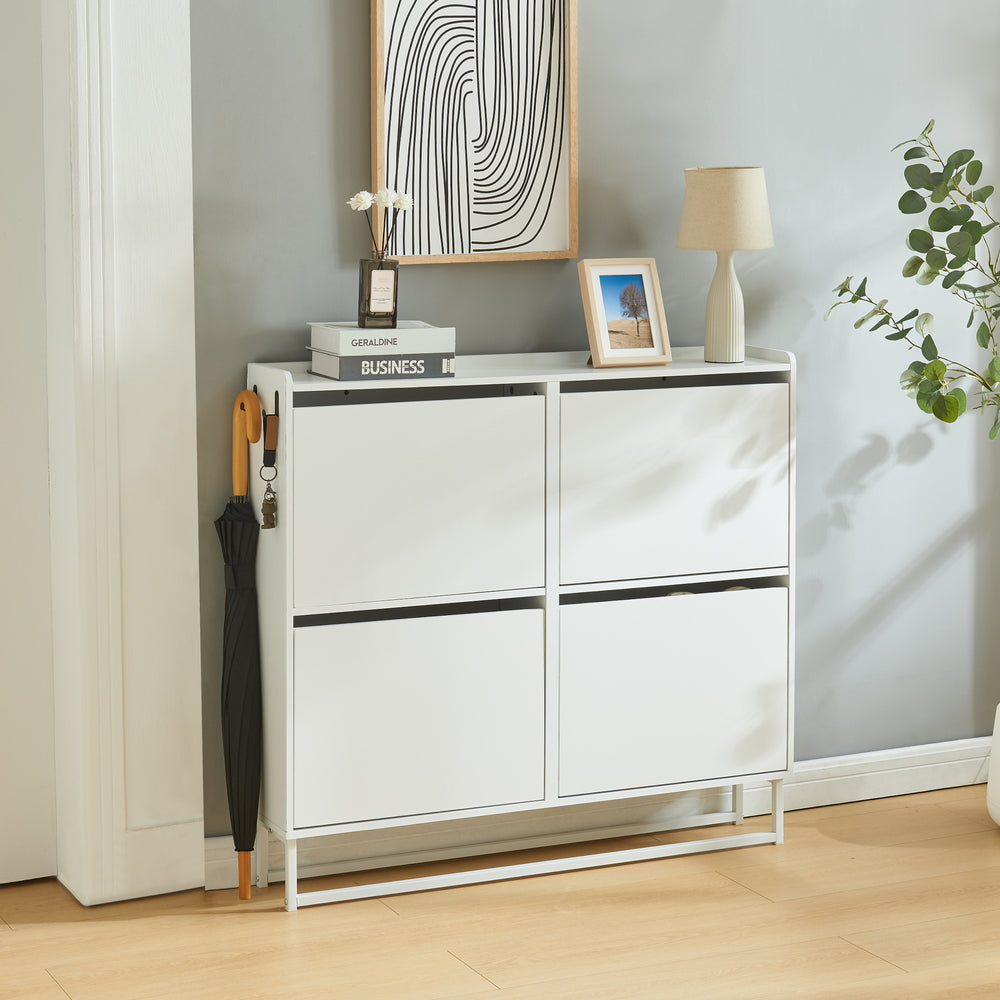 Armoire à chaussures Ylitornio 91,5x100x19 cm Blanc [en.casa]