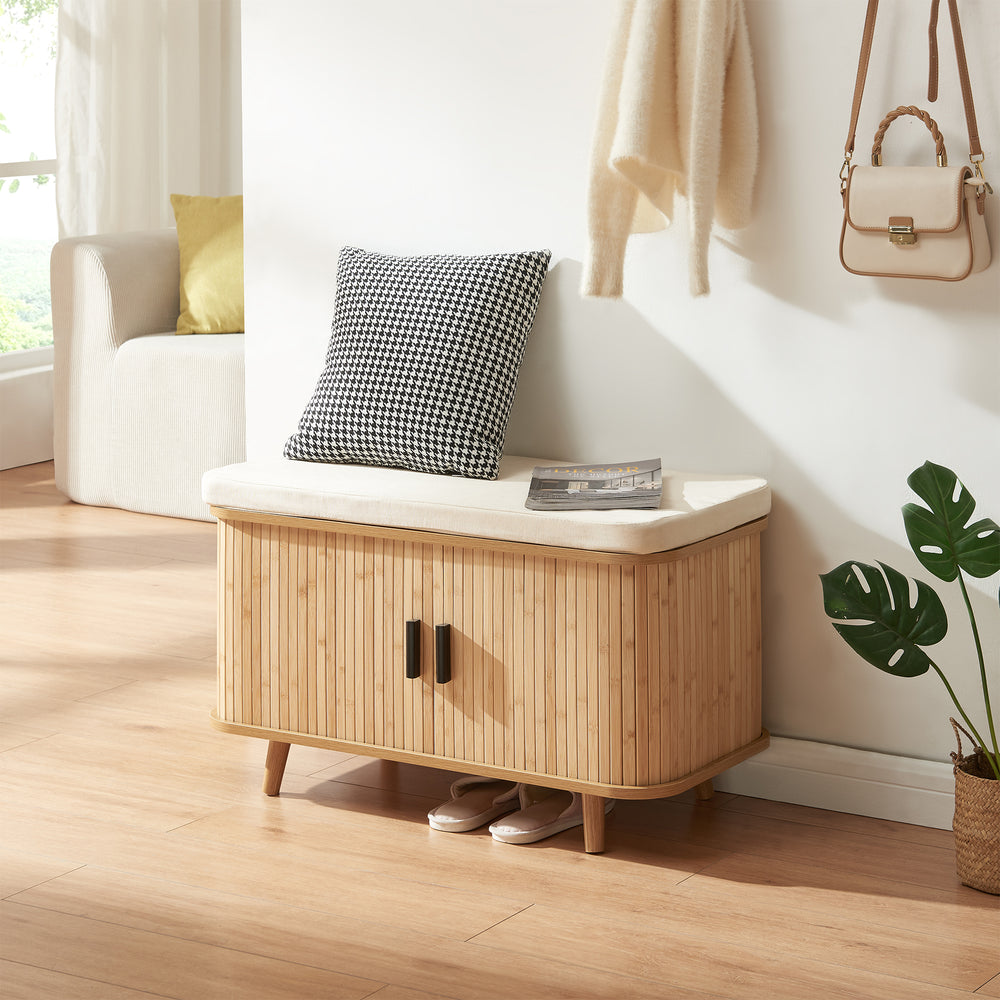 Banc à chaussures Tvedestrand bambou 50 x 80 x 40 cm naturel beige [en.casa]
