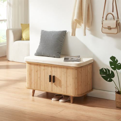 Banc à chaussures Tvedestrand bambou 50 x 80 x 40 cm naturel beige [en.casa]