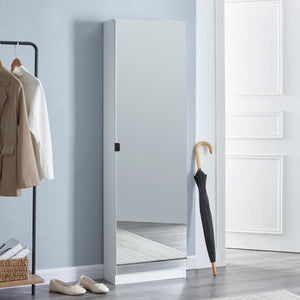 Schuhschrank Meura 160x48x20cm verspiegelt Weiß [en.casa] - premiumXL