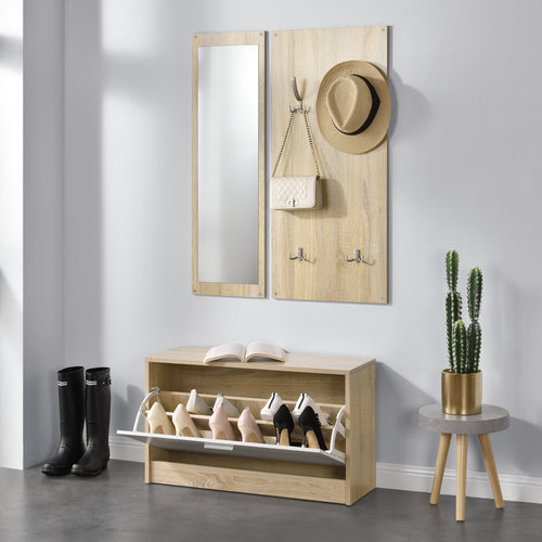Armoire à chaussures Artern avec garde-robe et miroir en.casa