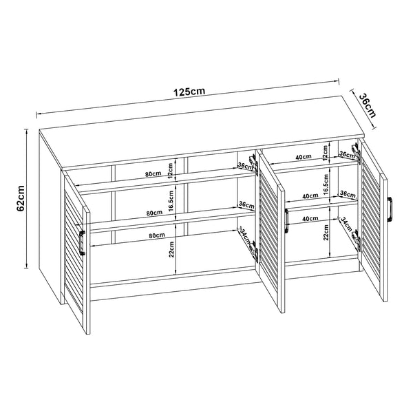 Armoire à chaussures Løten 125x36x62 cm Wengé [en.casa]