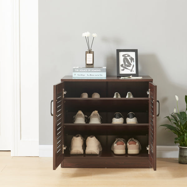 Meuble à chaussures Løten 62 x 63 x 36 cm effet wengé [en.casa]