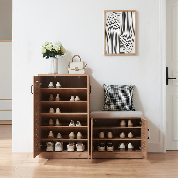 Meuble à chaussures Løten 97 x 120 x 36 cm effet chêne [en.casa]