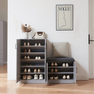 Meuble à chaussures Løten 97 x 120 x 36 cm gris [en.casa]