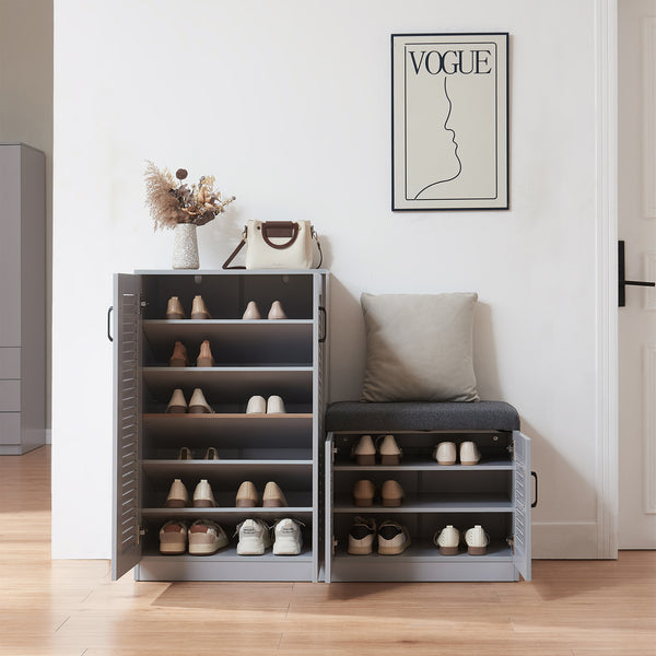 Meuble à chaussures Løten 97 x 120 x 36 cm gris [en.casa]