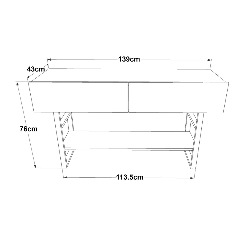 Croquis coté Table console Lappeenranta 76 x 139 x 43 cm [en.casa]
