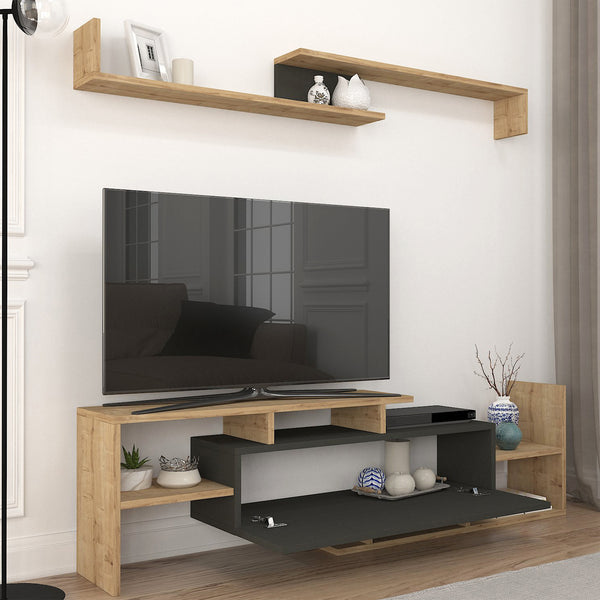 Meuble TV avec étagère murale Liksefte 153,5 x 27,5 x 42 cm [en.casa] 