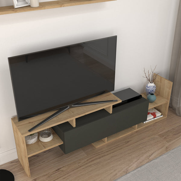 Meuble TV avec étagère murale Liksefte 153,5 x 27,5 x 42 cm [en.casa] 