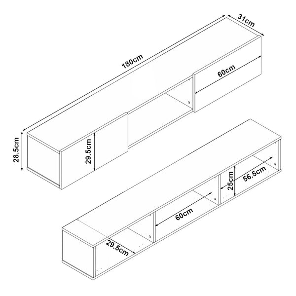 Meuble TV Paltamo 180 x 31 x 29,5 cm [en.casa]