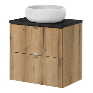 Meuble sous lavabo NEWPORT avec 2 tiroirs effet chêne [en.casa]