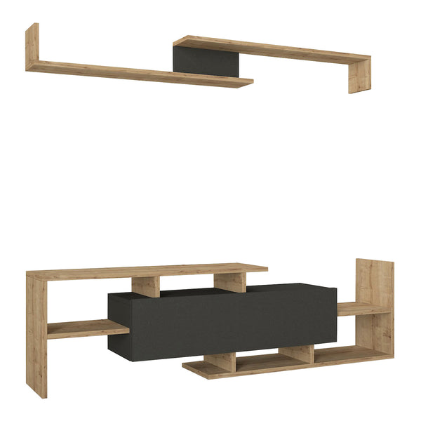 Meuble TV avec étagère murale Liksefte 153,5 x 27,5 x 42 cm [en.casa] 