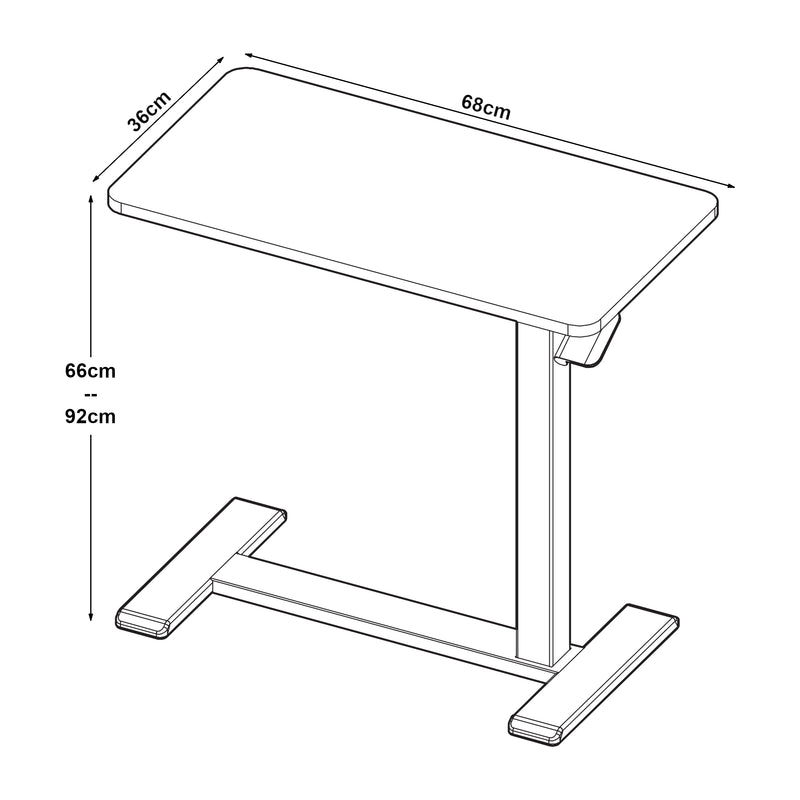 Croquis coté Table réglable pour ordinateur portable Klirg [en.casa] 