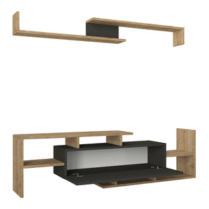 Meuble TV avec étagère murale Liksefte 153,5 x 27,5 x 42 cm [en.casa] 