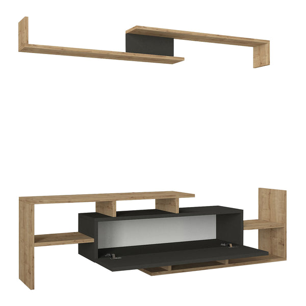 Meuble TV avec étagère murale Liksefte 153,5 x 27,5 x 42 cm [en.casa] 