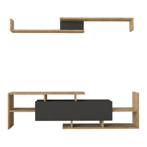 Meuble TV avec étagère murale Liksefte 153,5 x 27,5 x 42 cm [en.casa] 