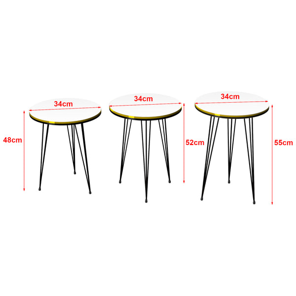 Set de 3 tables d'appoint Ry rondes gigognes [en.casa]