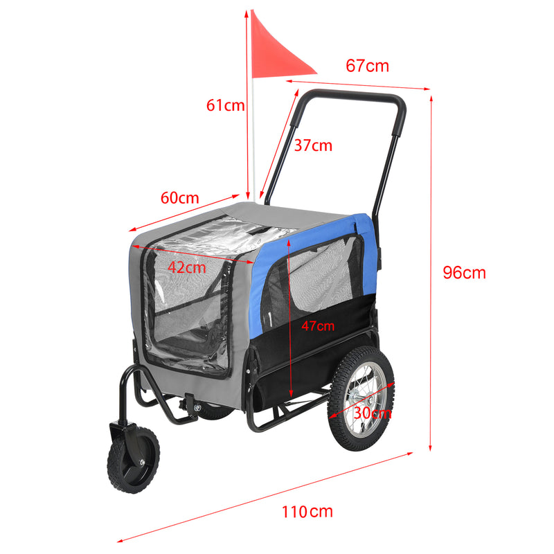 Croquis coté Remorque vélo pour chien pro.tec
