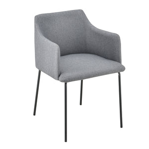 [en.casa] Fauteuil de Salon Rembourrée en Textile Chaise de Salle à Manger Pieds en Métal 76 x 52 x 53 cm Gris et Noir