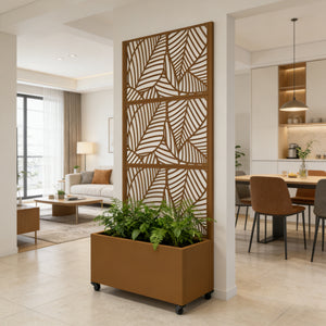 Cloison avec jardinière Surnskoki acier galvanisé 190 x 82 x 38 cm casa.pro
