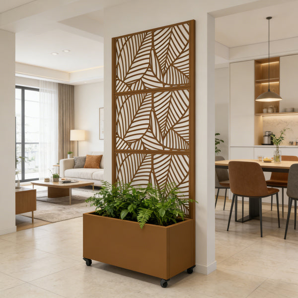 Cloison avec jardinière Surnskoki acier galvanisé 190 x 82 x 38 cm casa.pro