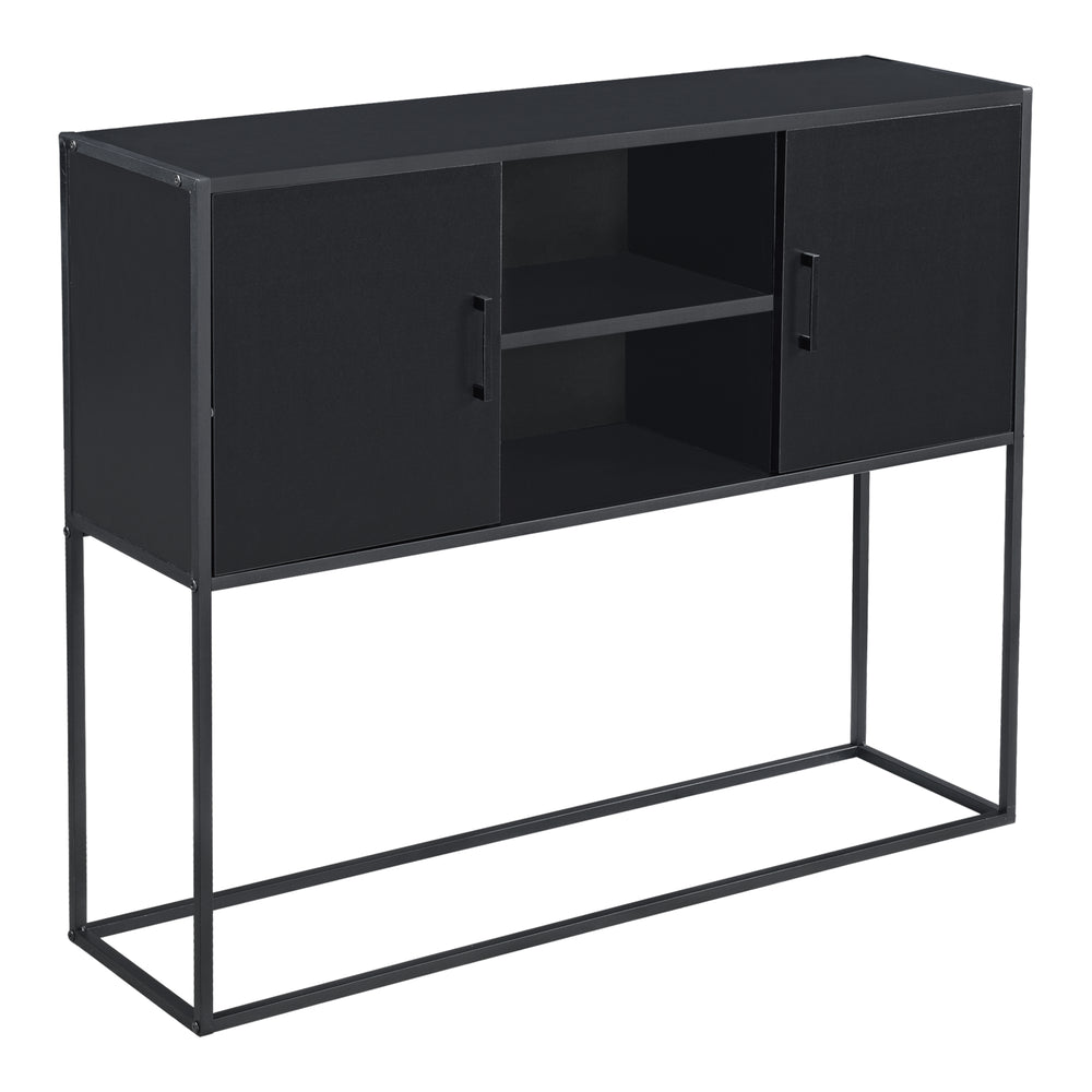 Buffet Motala avec étagère et portes d’armoire noir [en.casa] - premiumXL