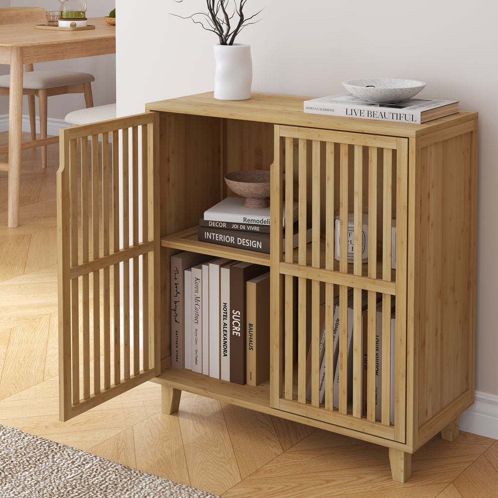 Armoire d'appoint Sirgerg 77 x 72 x 33 cm bambou naturel [en.casa] 