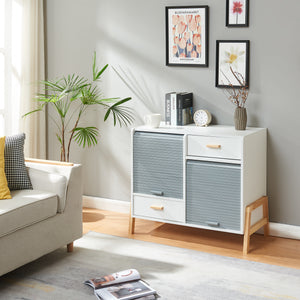 Commode Kvaefjord bambou gris blanc [en.casa] 