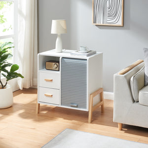 Commode Kvaefjord bambou gris blanc [en.casa] 